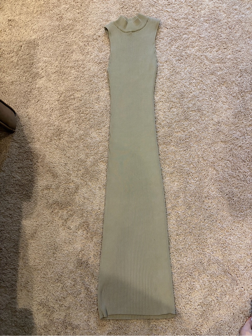 Zara Sleeveless Ribbed Maxi Dress in Sage Green